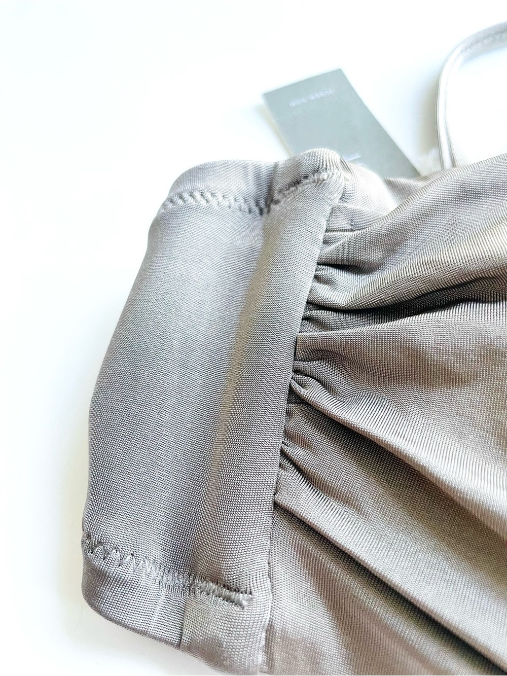 J.Crew Taupe Tan Halter Bikini Top Center O-Ring Medium M NWT Quiet Luxury Italy - Picture 3 of 14